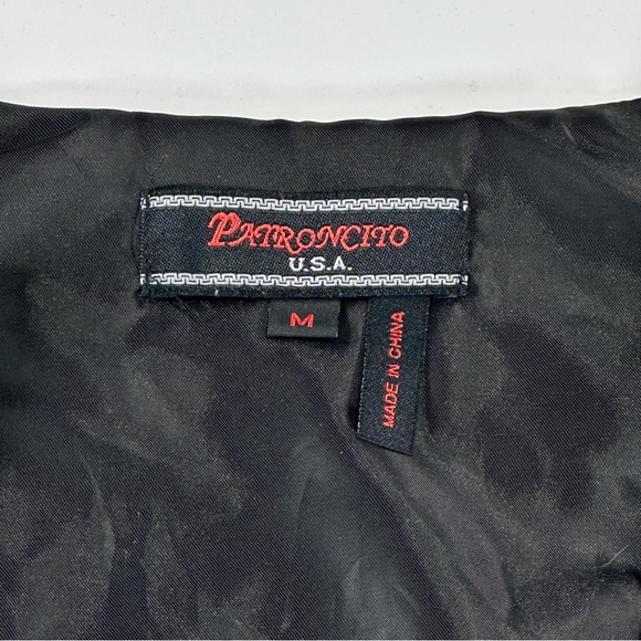Pannocito Western Embroidered Vest Velvet Crest Rhinestone Black Size M - Picture 4 of 12